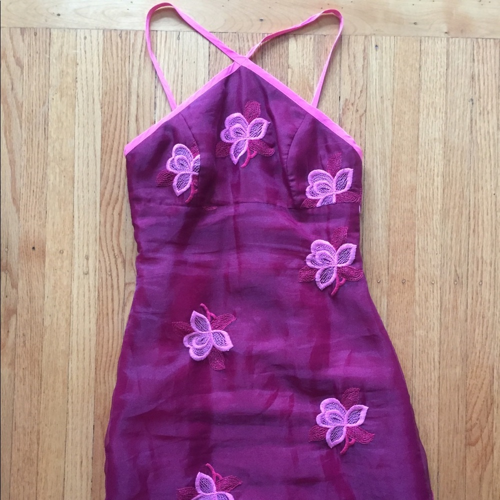 Asian style halter flowers dress